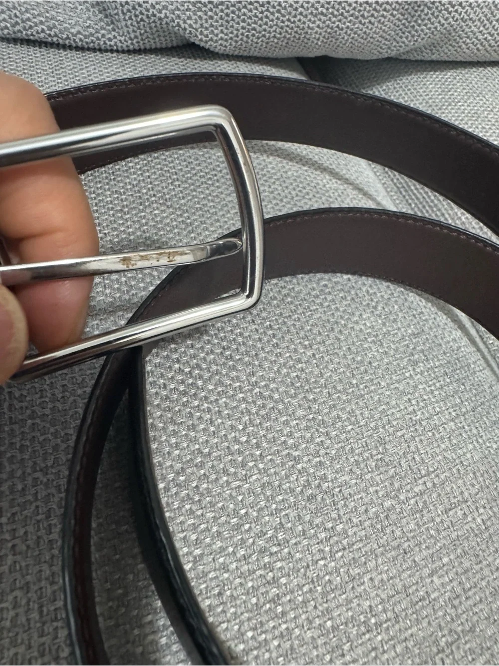 Coach Men's Black Leather Dress Belt with Silver Buckle